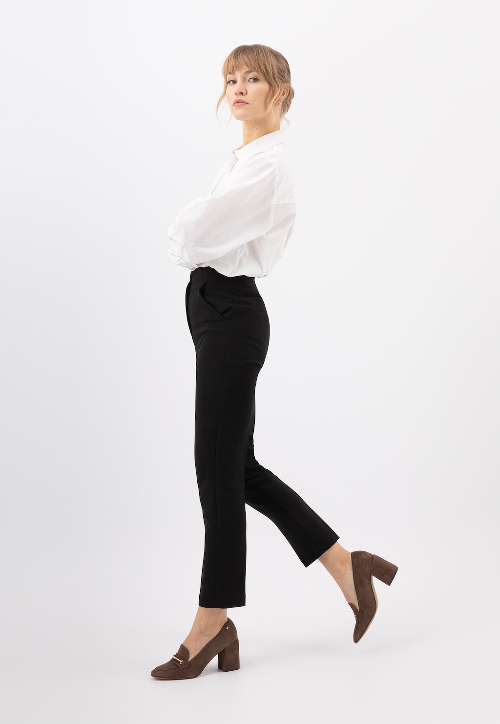 Brązowe mokasyny damskie na obcasie 46072-62 Widok 1