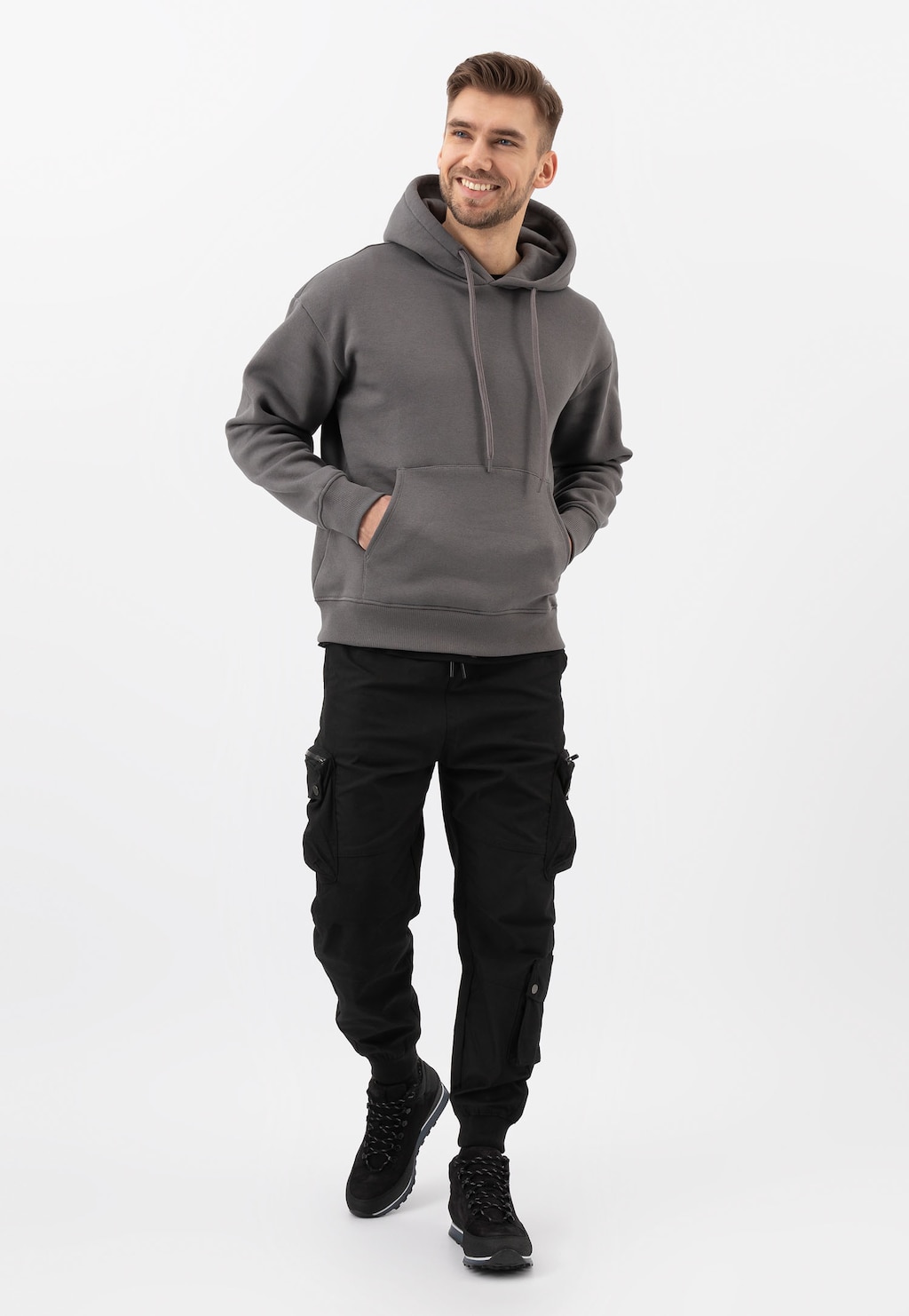 Čierne pánske trekingové topánky so zateplením 9181-71 Widok 1