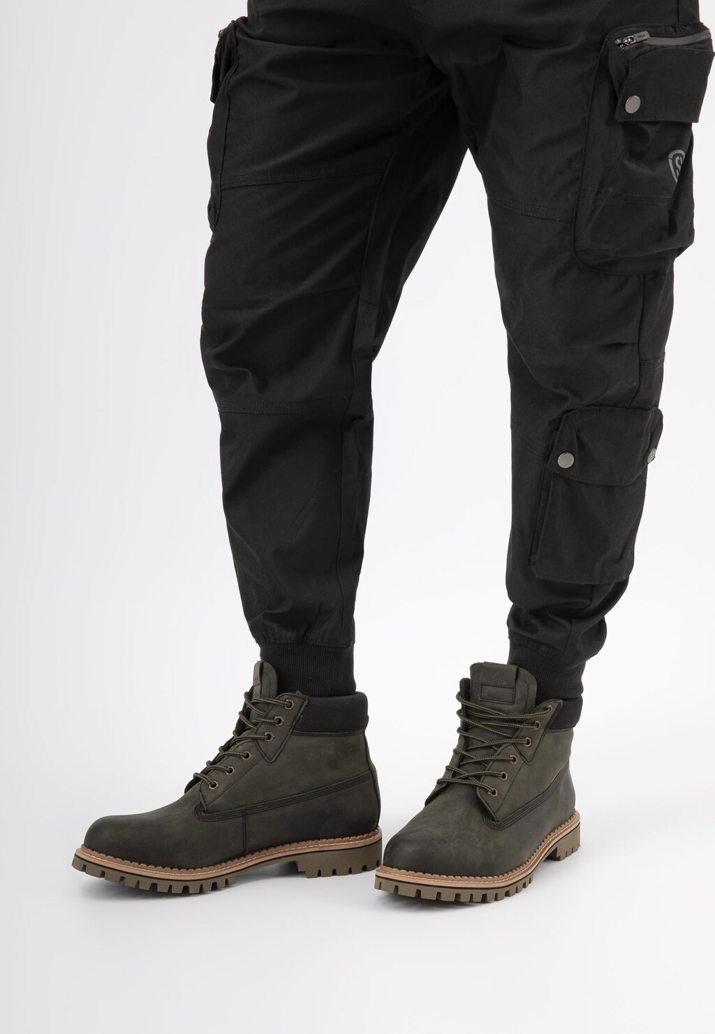 Zielone workery męskie ze skóry naturalnej 24030-77 Widok 7