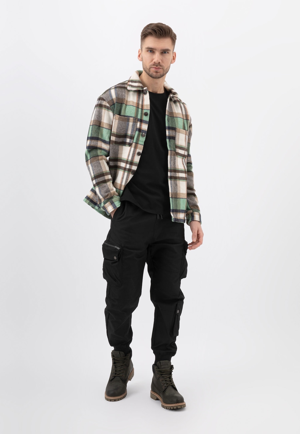 Zielone workery męskie ze skóry naturalnej 24030-77 Widok 1