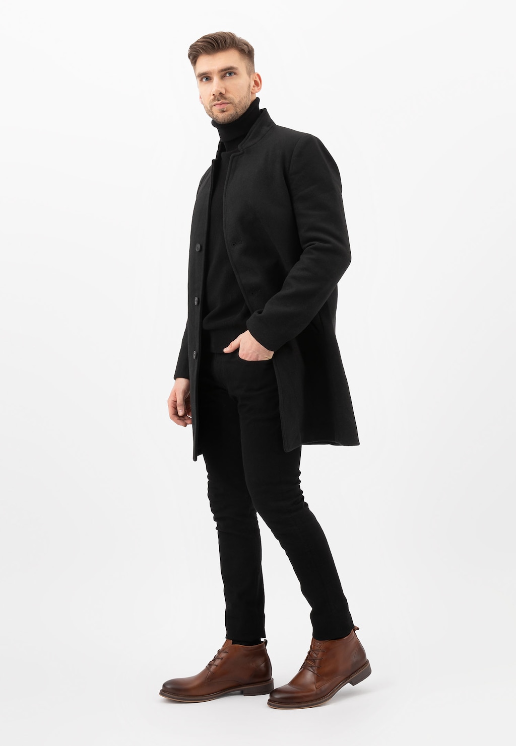 Jasnobrązowe klasyczne trzewiki męskie ze skóry licowej 24053-53 Widok 1