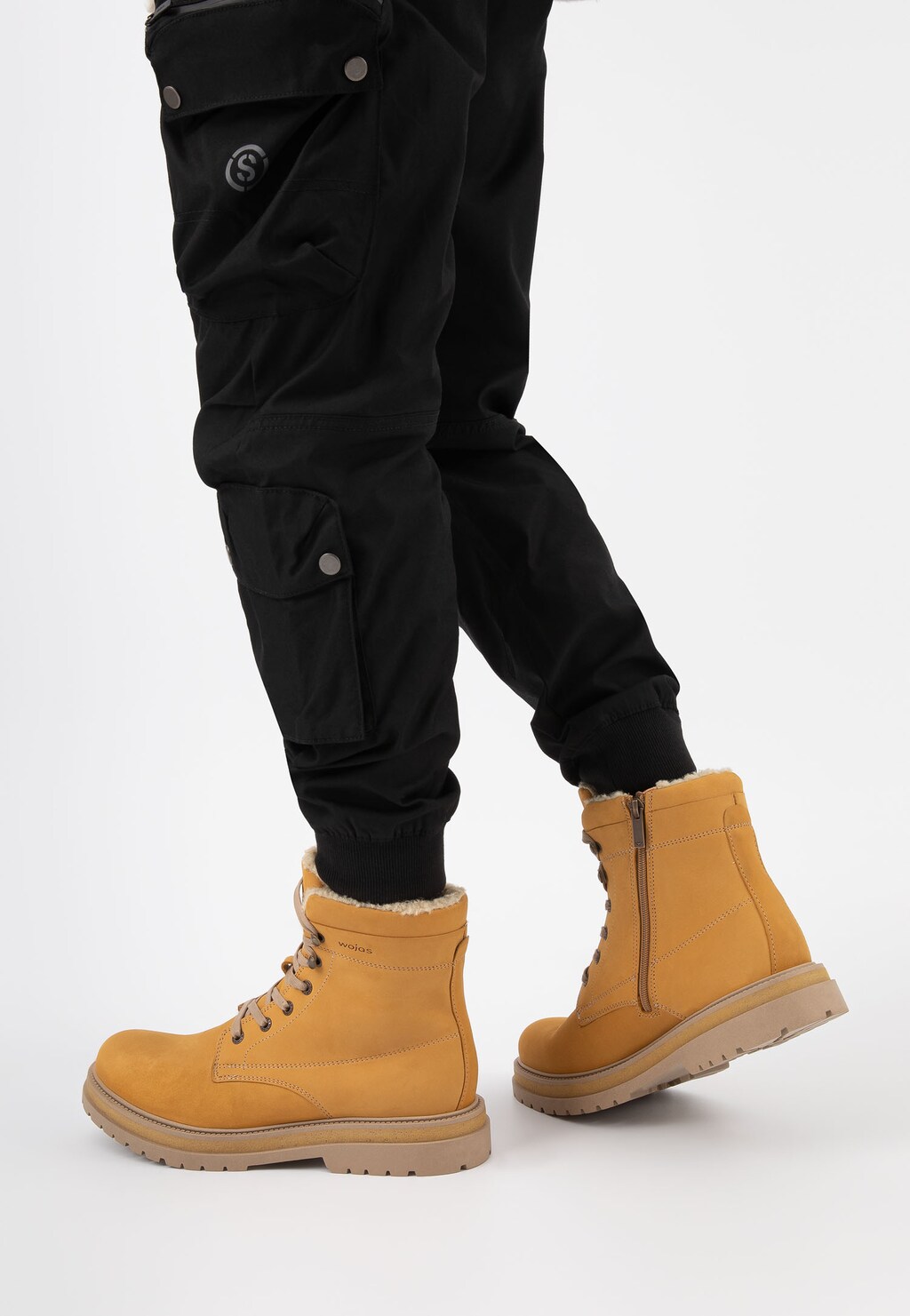 Żółte ocieplane trzewiki męskie z nubuku 24077-27 Widok 7