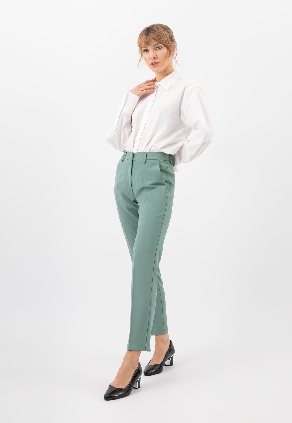 Černé dámské lodičky s efektem hadí kůže 35058-31 Widok 1