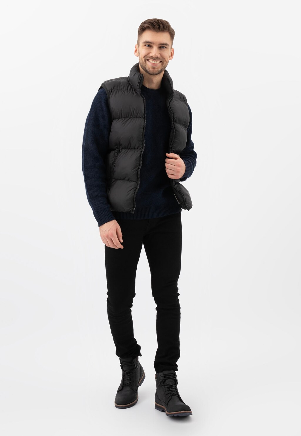 Czarne męskie workery ze skóry crazy horse 8233-01 Widok 1