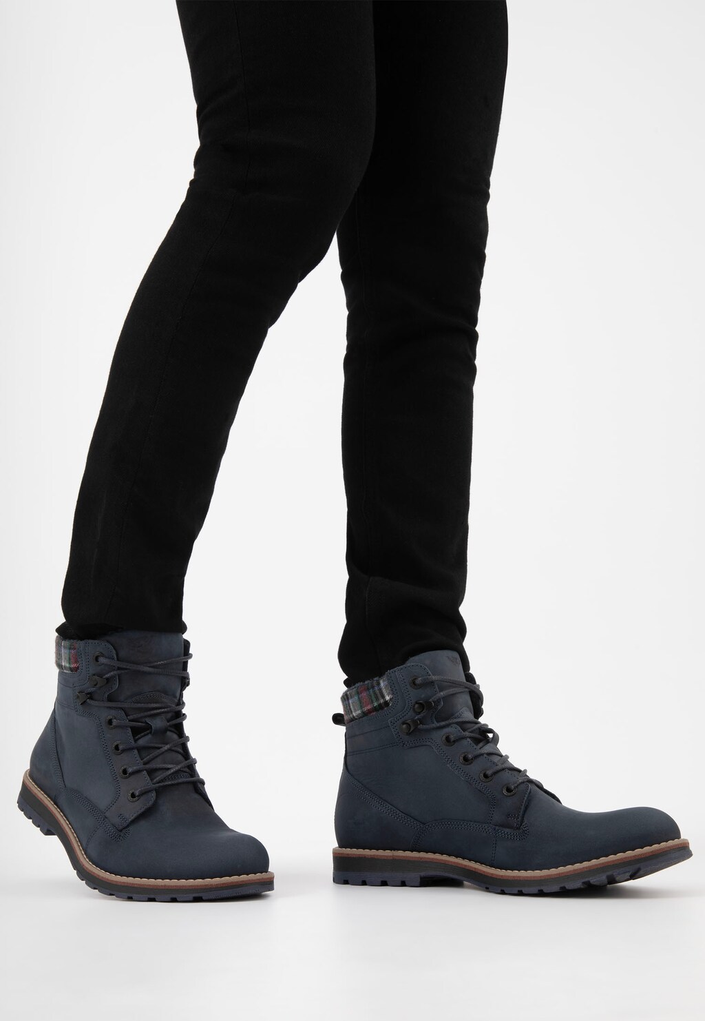 Granatowe męskie workery ze skóry crazy horse 8233-06 Widok 7