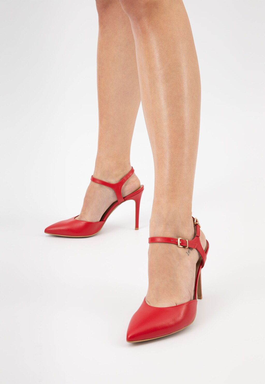 Zmyselné červené lodičky dámske z lícovej kože 35103-55 Widok 8