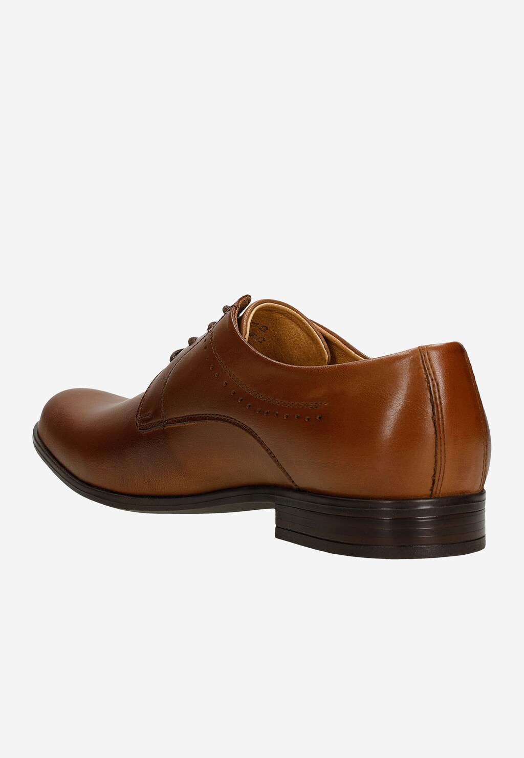 Brązowe skórzane półbuty męskie Wojas model 10037-52 z widocznym profilem bocznym, eleganckim sznurowaniem i czarną podeszwą, idealne do stroju formalnego.