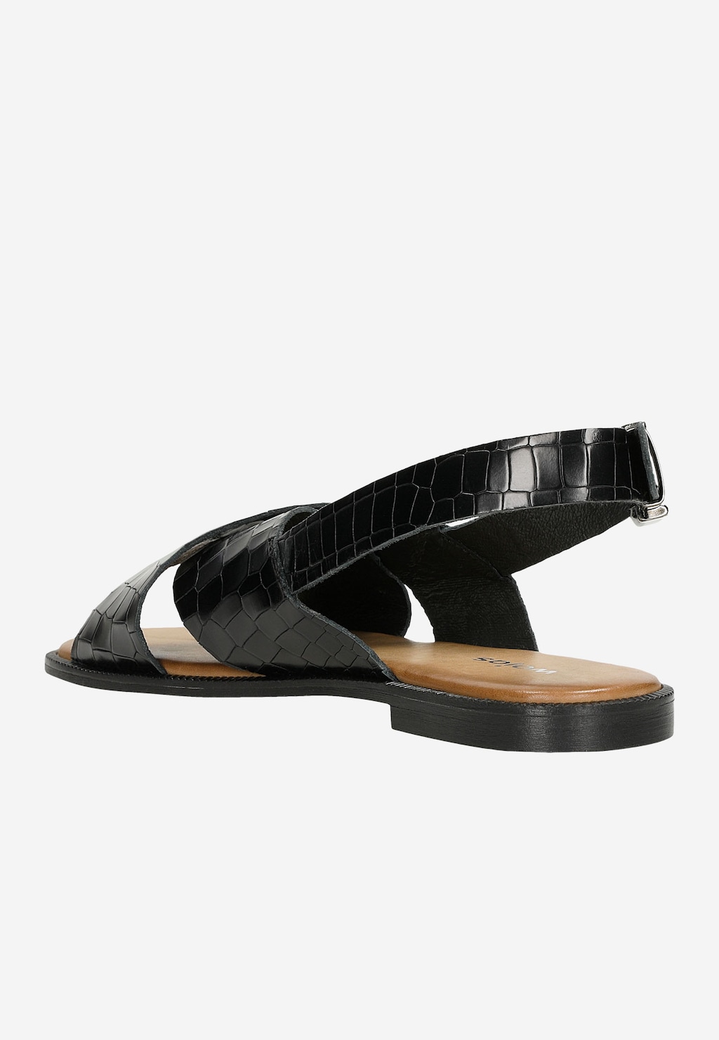 Czarne płaskie sandały damskie z ozdobnym tłoczeniem  76071-51 Widok 4