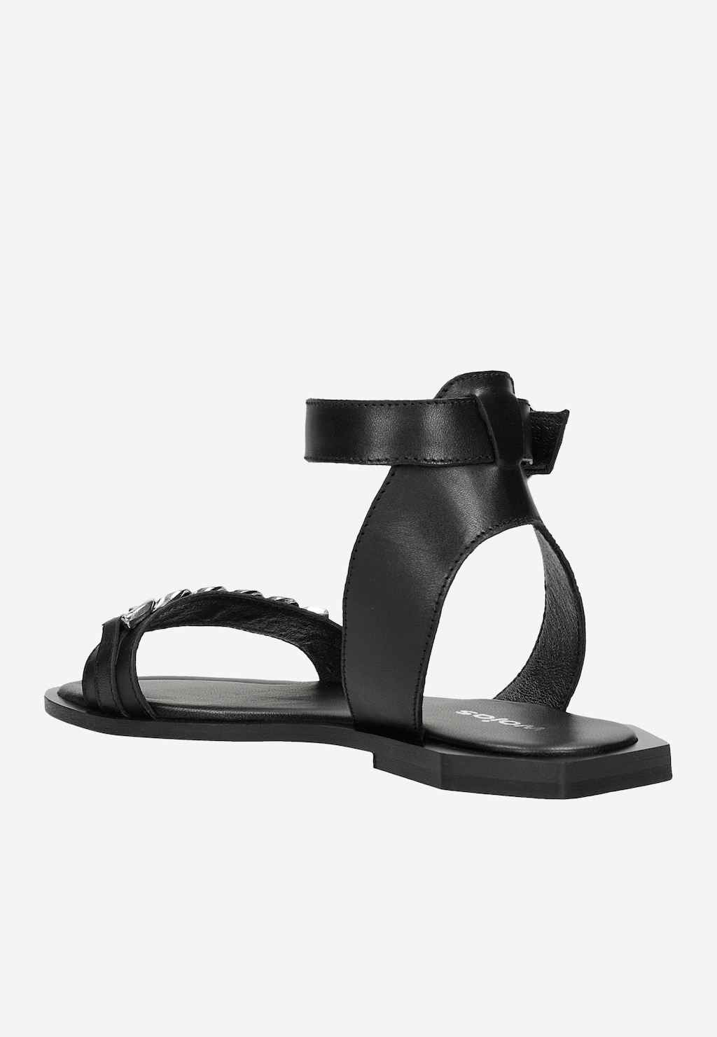 Czarne skórzane sandały damskie z ozdobą na pasku 76132-51 Widok 4