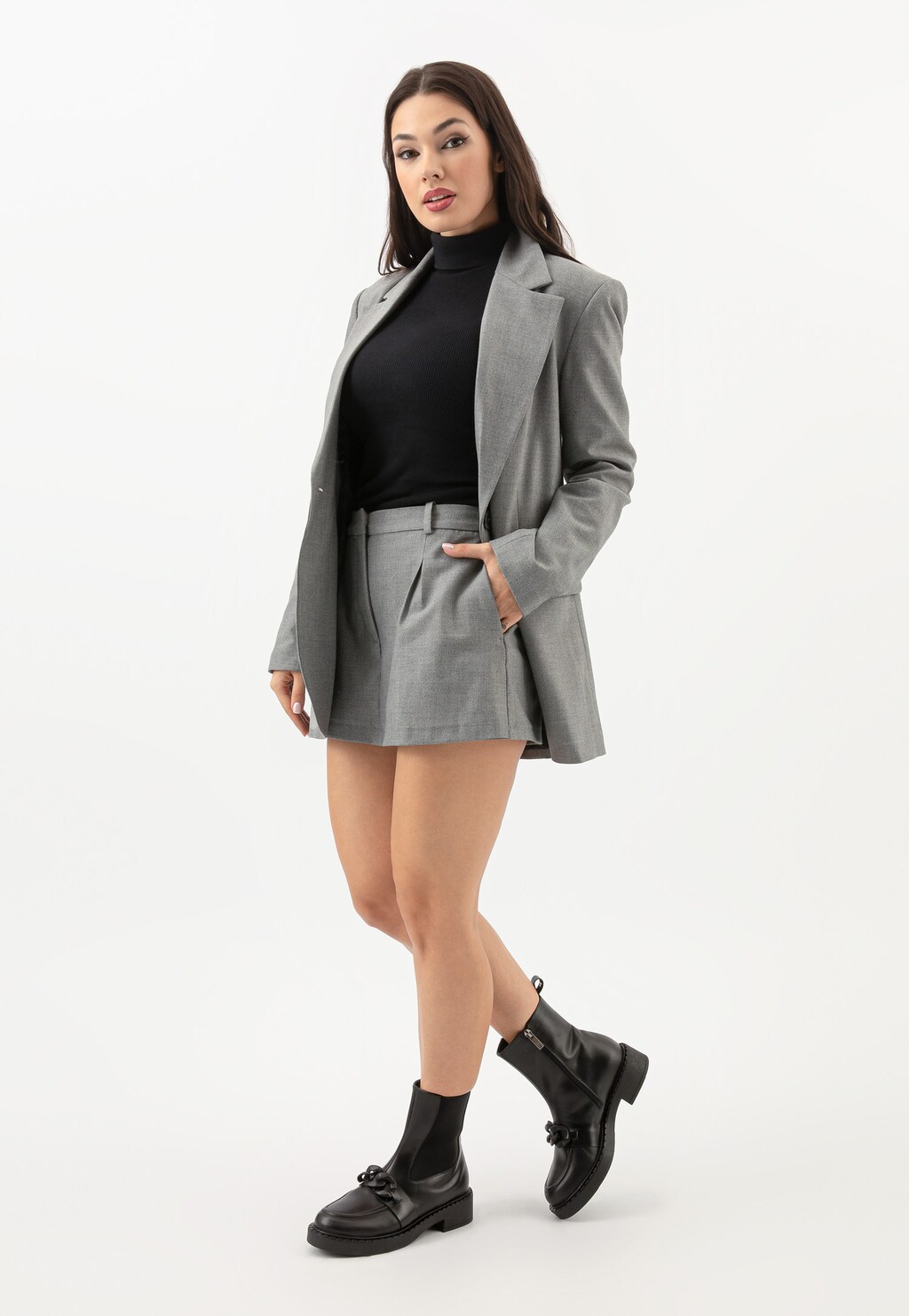 Štýlové dámske zimné topánky z kvalitnej lícovej kože 55188-51 Widok 1