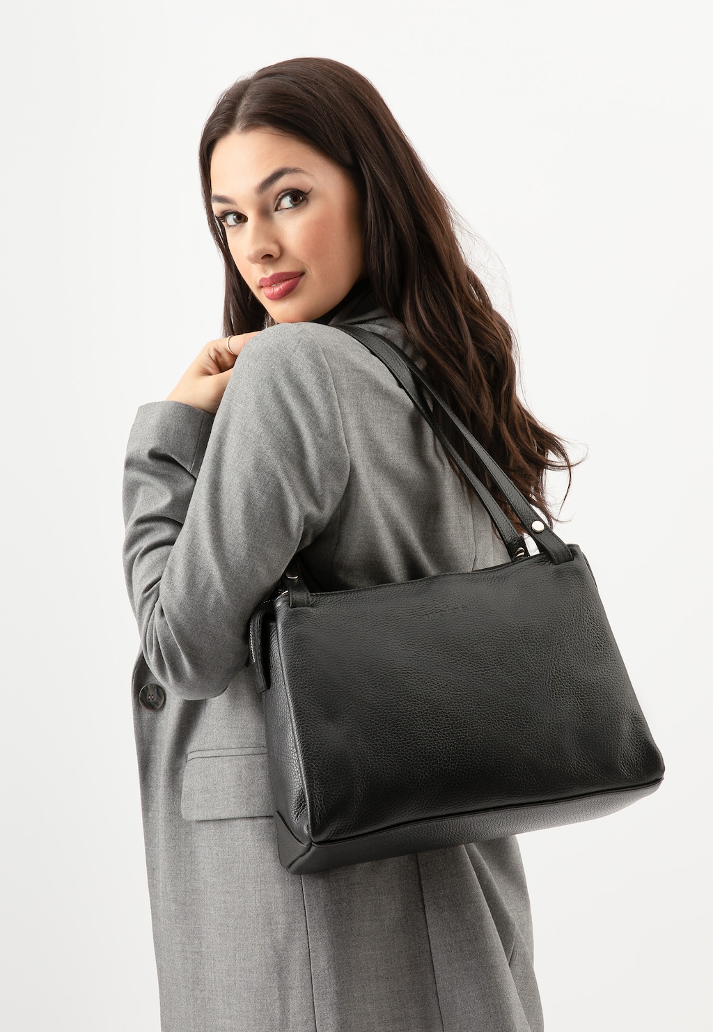 Kvalitní kožená každodenní velká černá kabelka 80259-51 Widok 1