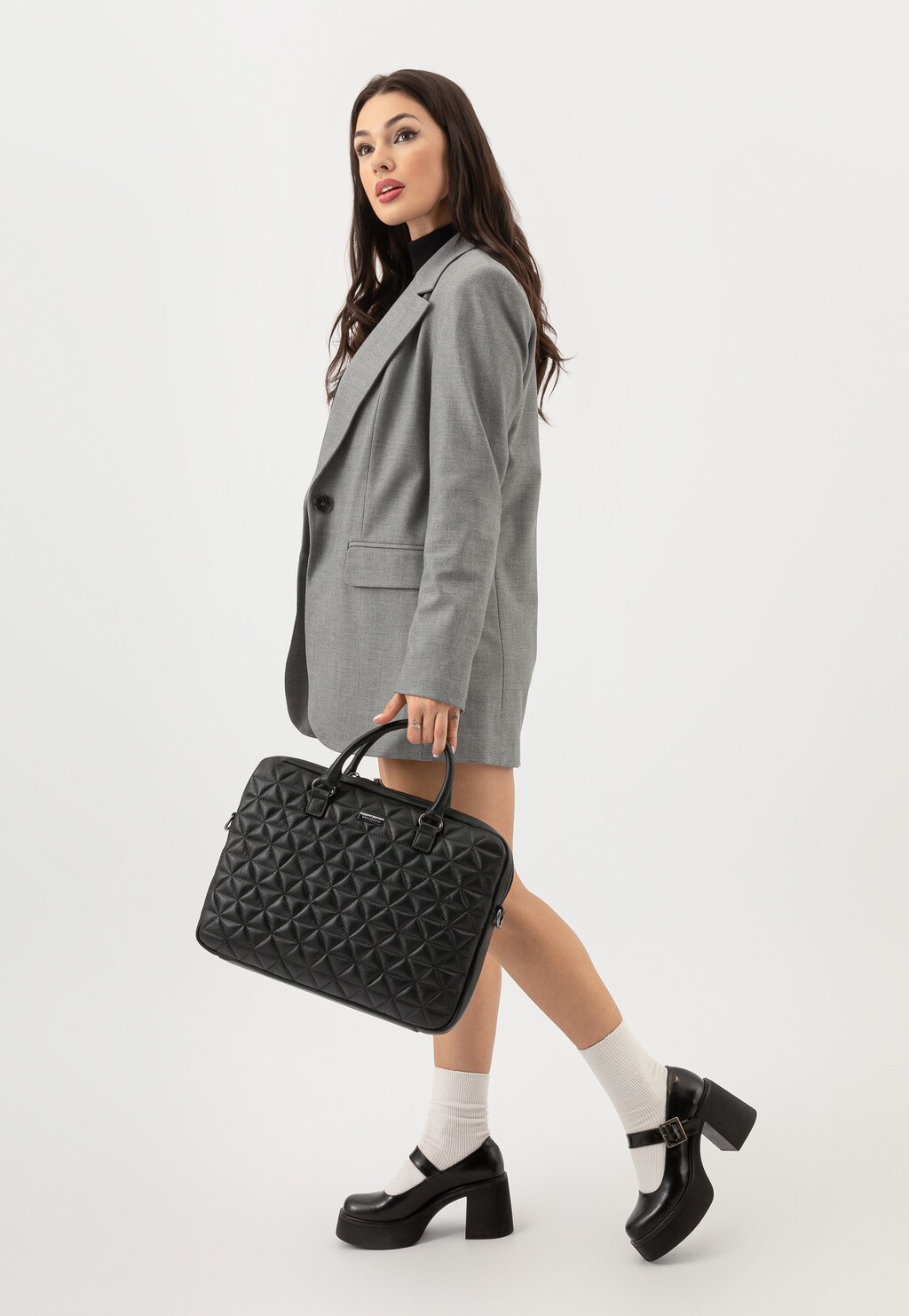 Duża czarna torba z efektownym pikowaniem 91010-51 Widok 8