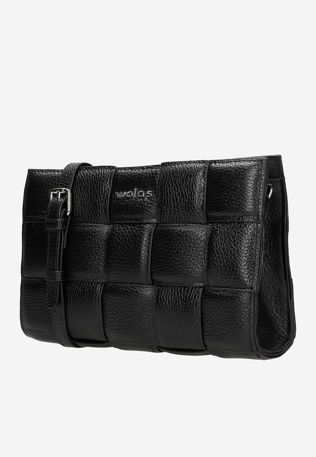 Czarna pleciona torebka damska ze skóry licowej 80235-51 Widok 2