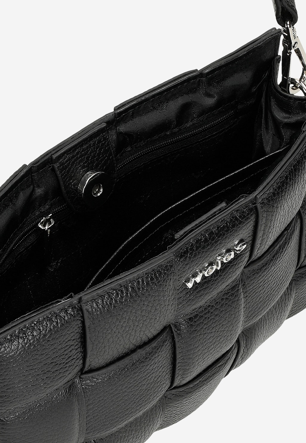 Czarna pleciona torebka damska ze skóry licowej 80235-51 Widok 5