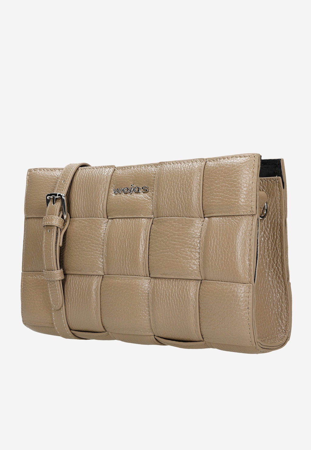 Skórzana pleciona torebka damska w kolorze ciemnego beżu 80235-52 Widok 2