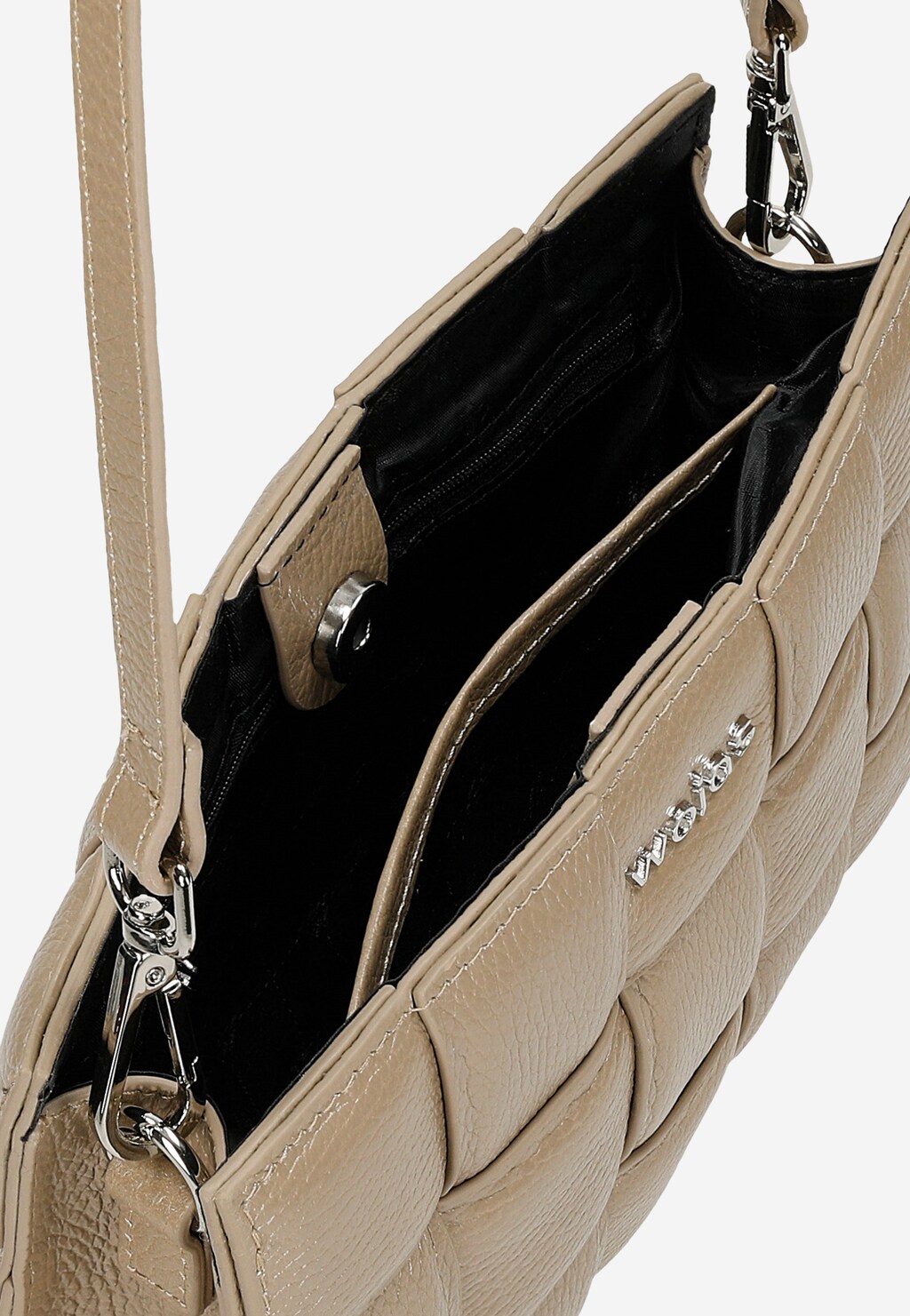 Skórzana pleciona torebka damska w kolorze ciemnego beżu 80235-52 Widok 5