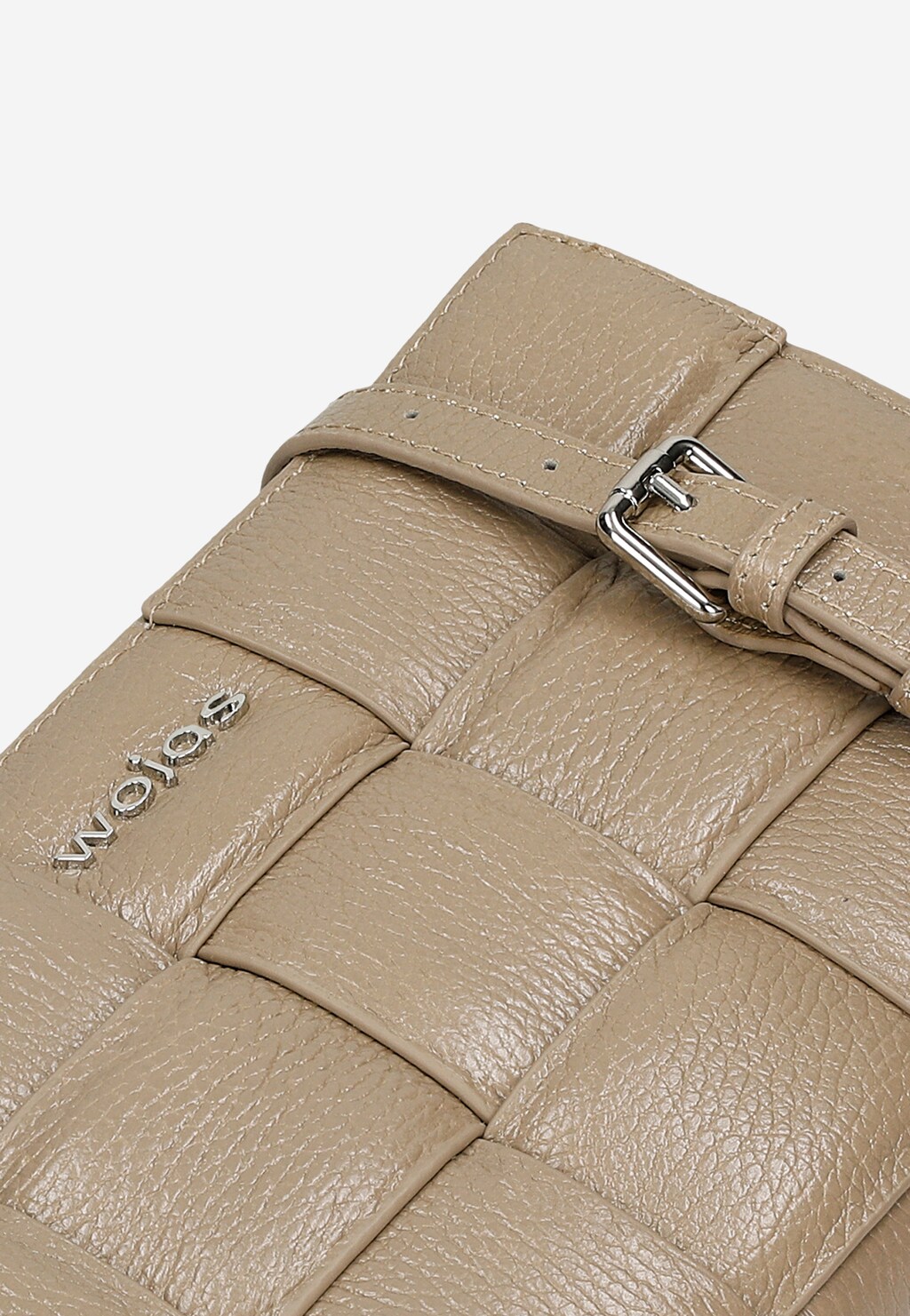 Skórzana pleciona torebka damska w kolorze ciemnego beżu 80235-52 Widok 6