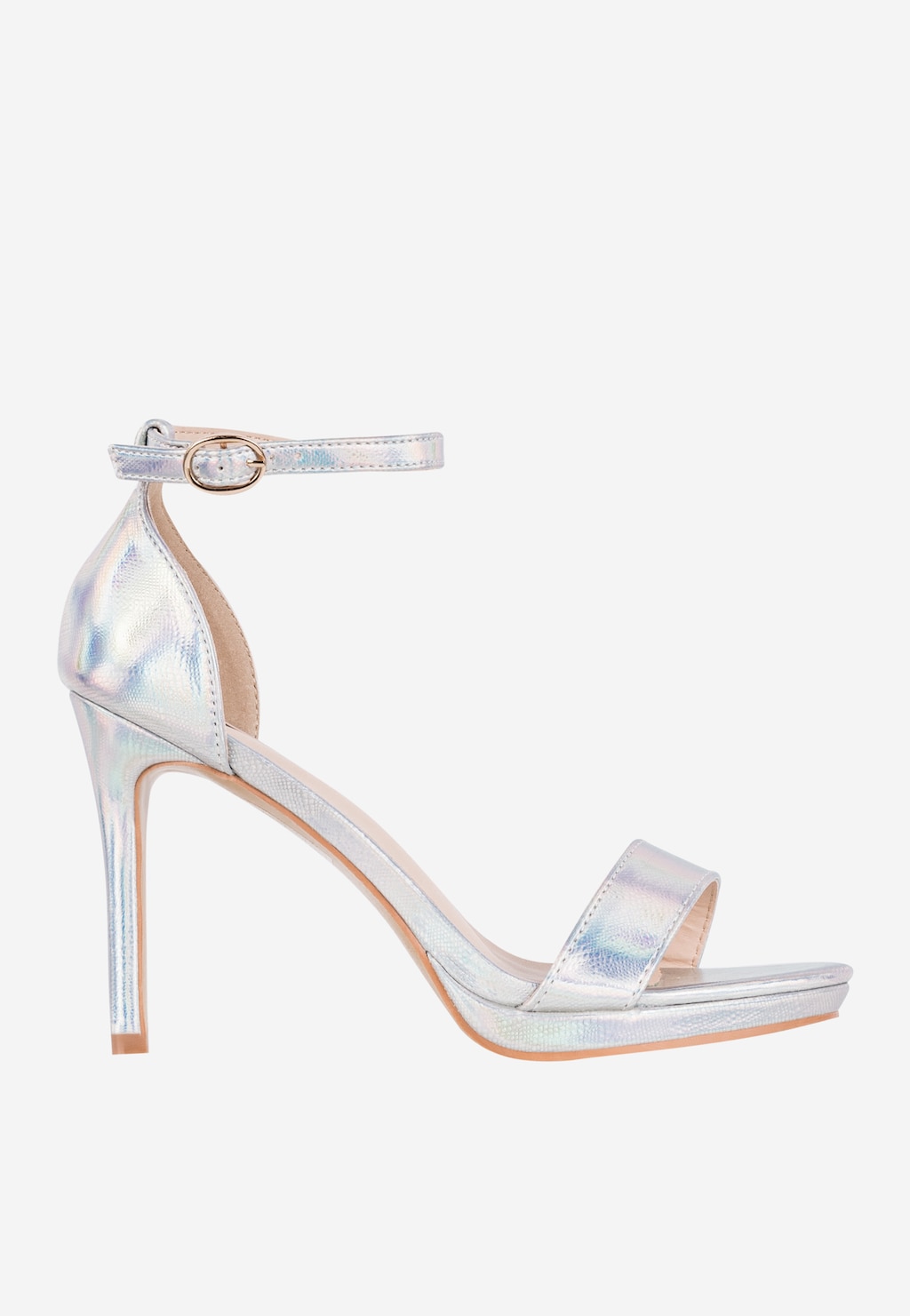 WJS srebrne holograficzne sandały damskie na słupku WJS74072-59 Widok 2