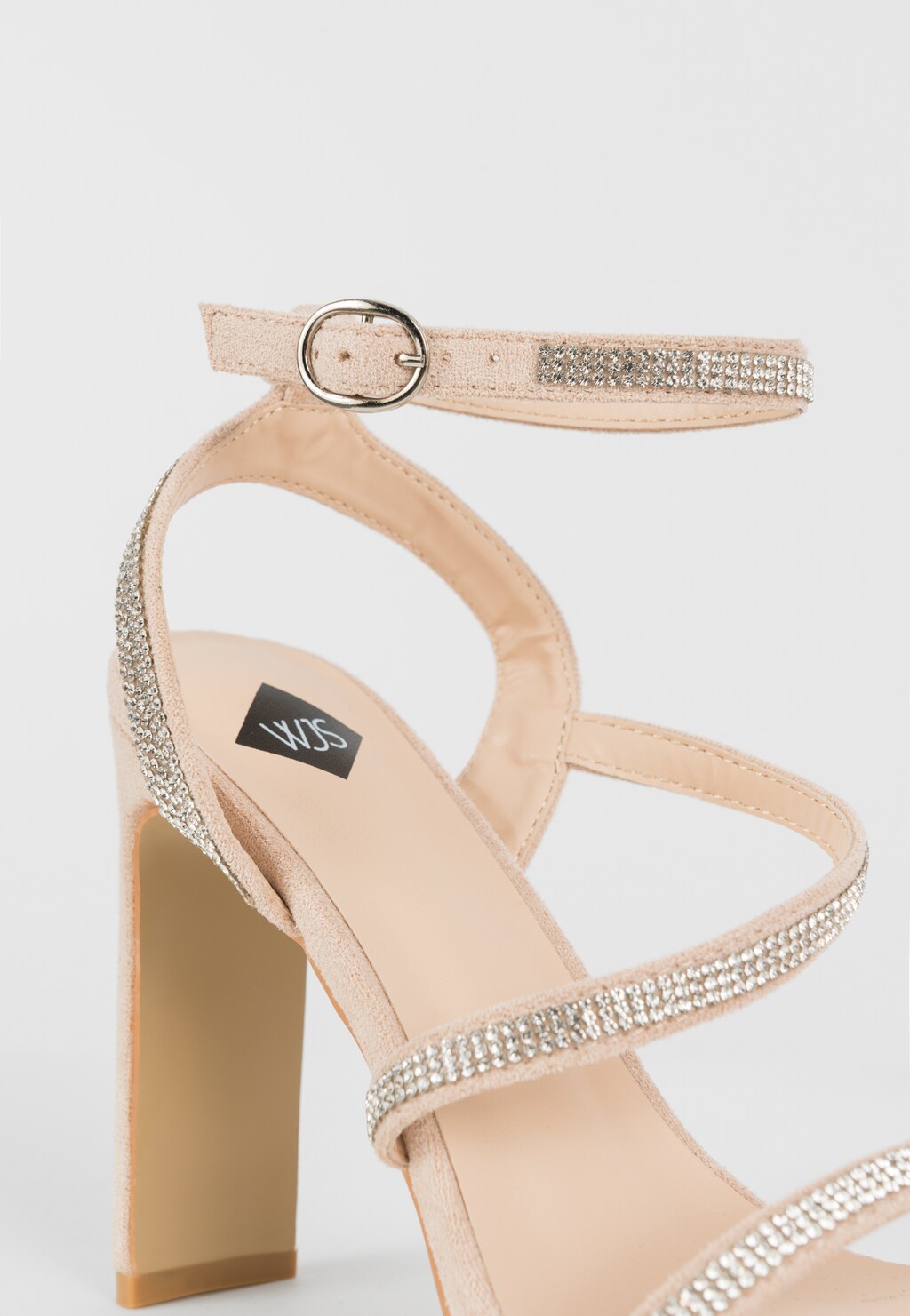 WJS wysokie beżowe sandały damskie z kryształkami WJS74074-14 Widok 4