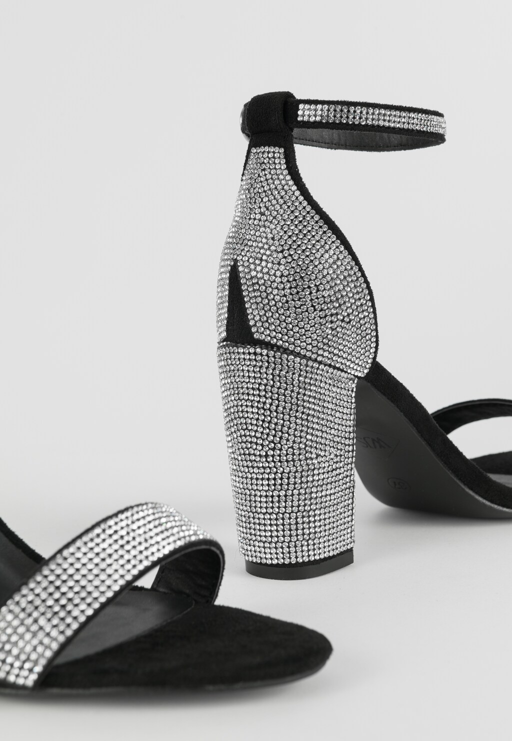 WJS czarne sandały damskie z kryształkami WJS74070-61 Widok 5