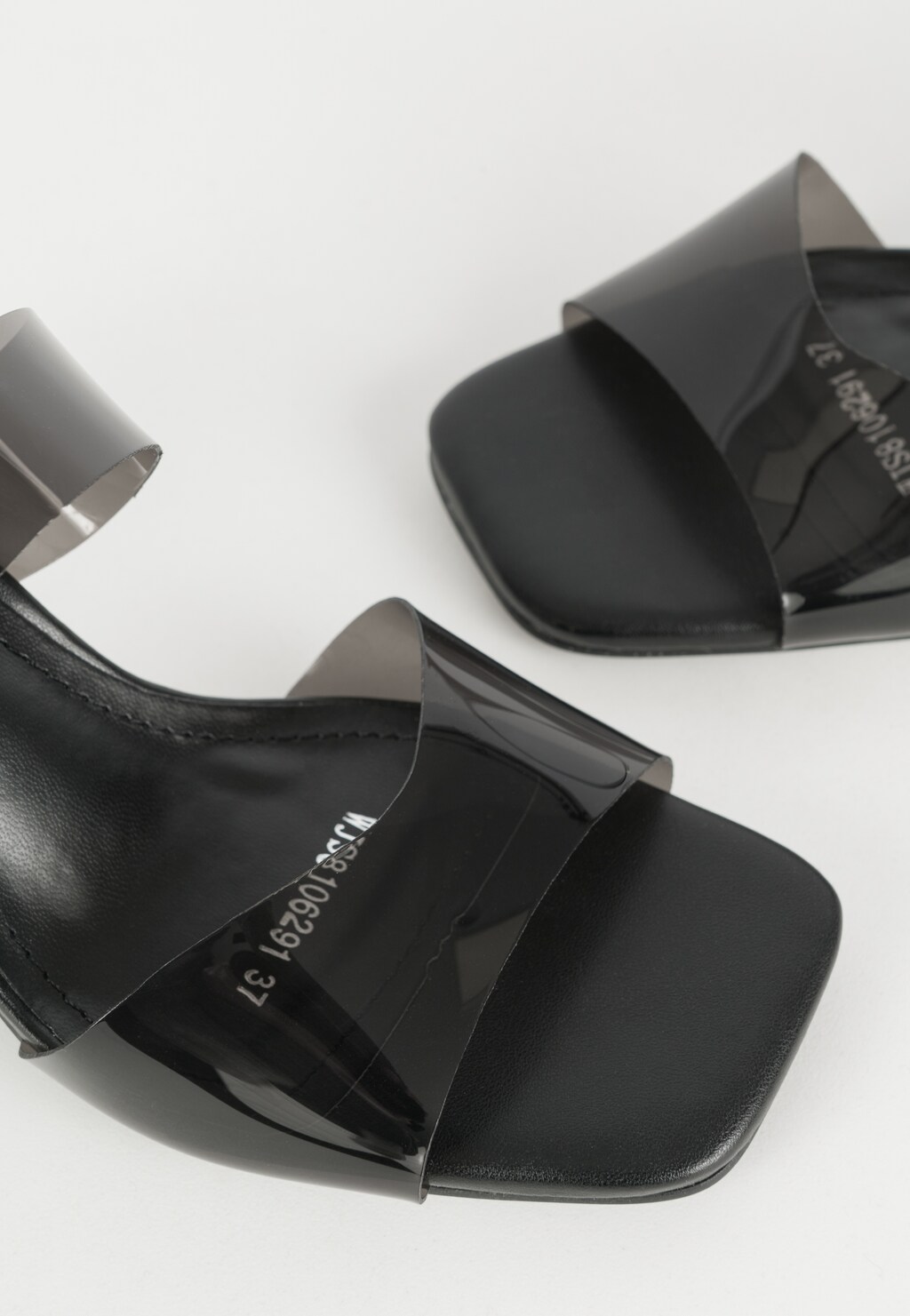 WJS czarne klapki damskie z półprzezroczystymi paskami WJS81062-91 Widok 5
