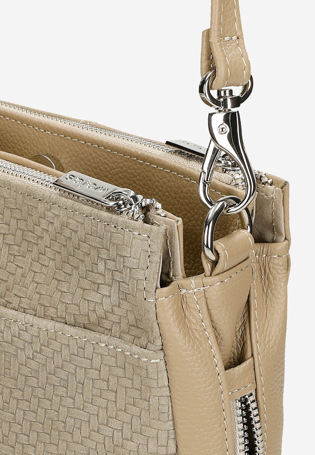 Malá dámska kabelka z béžovej lícovej kože 6854-74 Widok 6