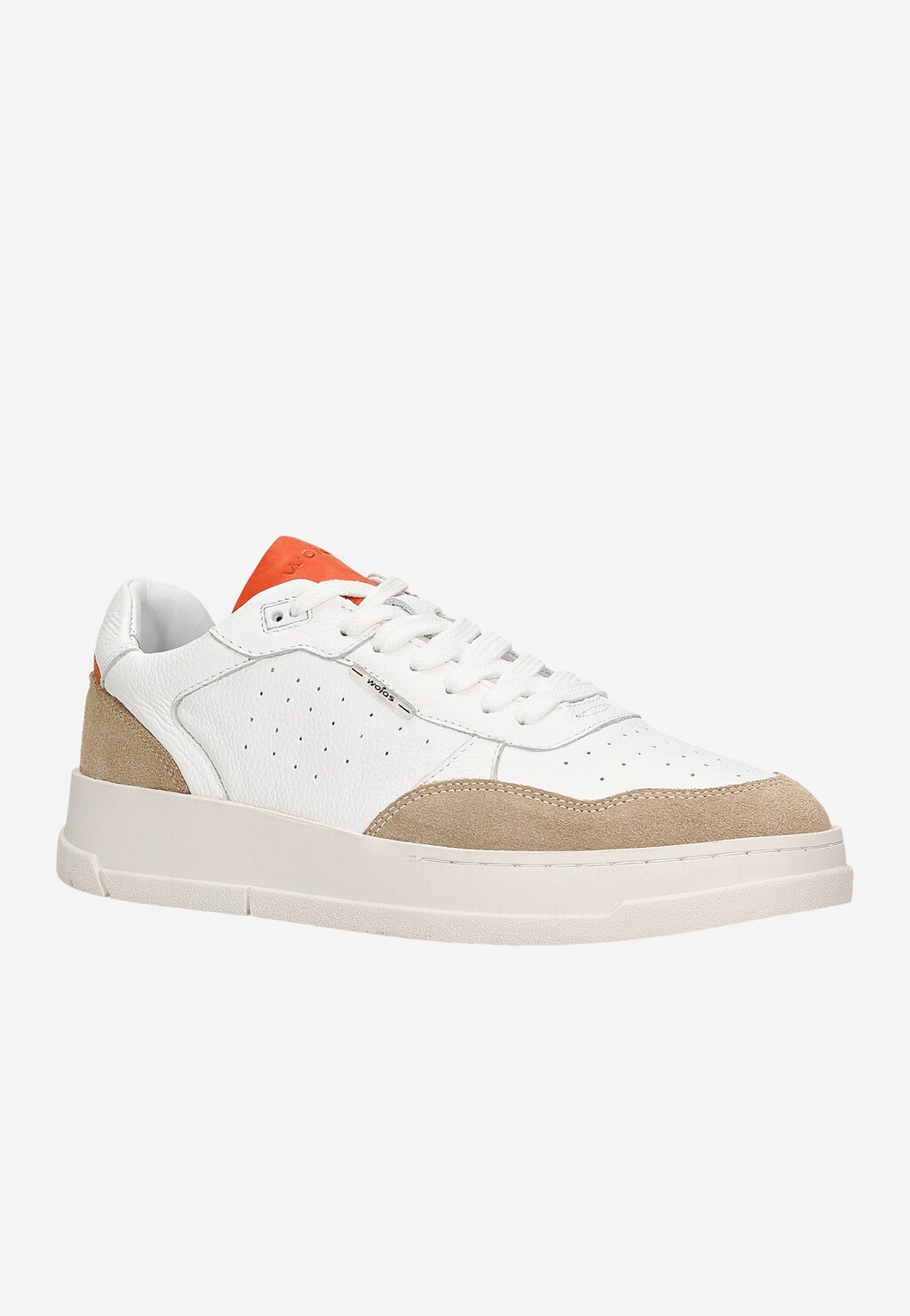 Białe trampki męskie ze skóry naturalnej z pomarańczowymi akcentami 10141-70 Widok 3