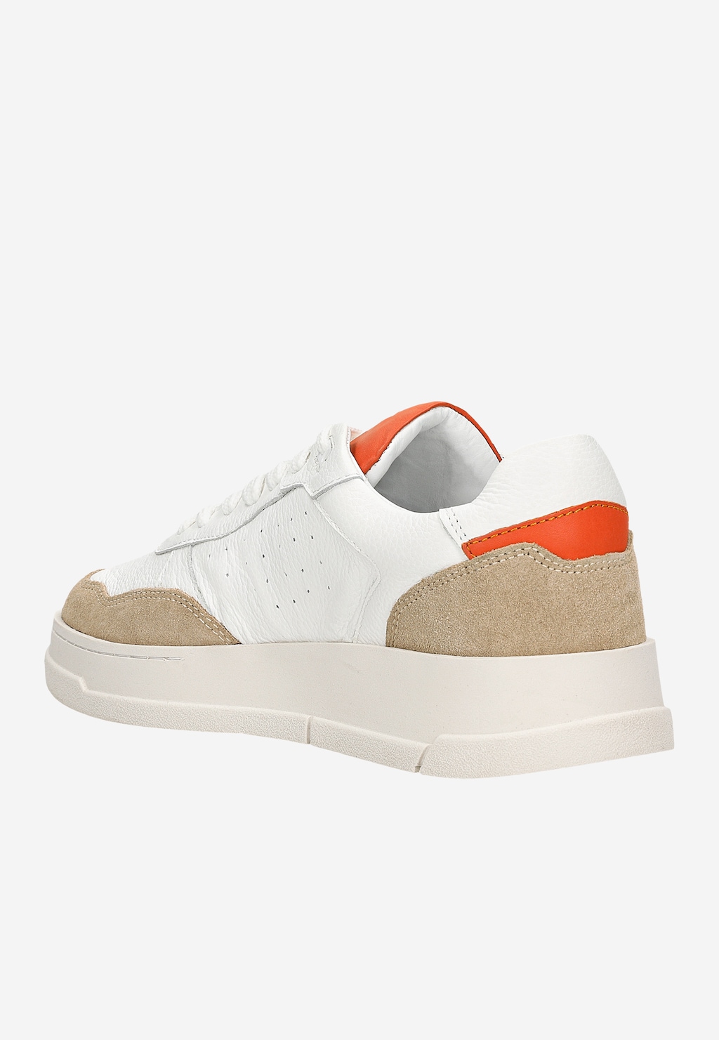 Białe trampki męskie ze skóry naturalnej z pomarańczowymi akcentami 10141-70 Widok 4