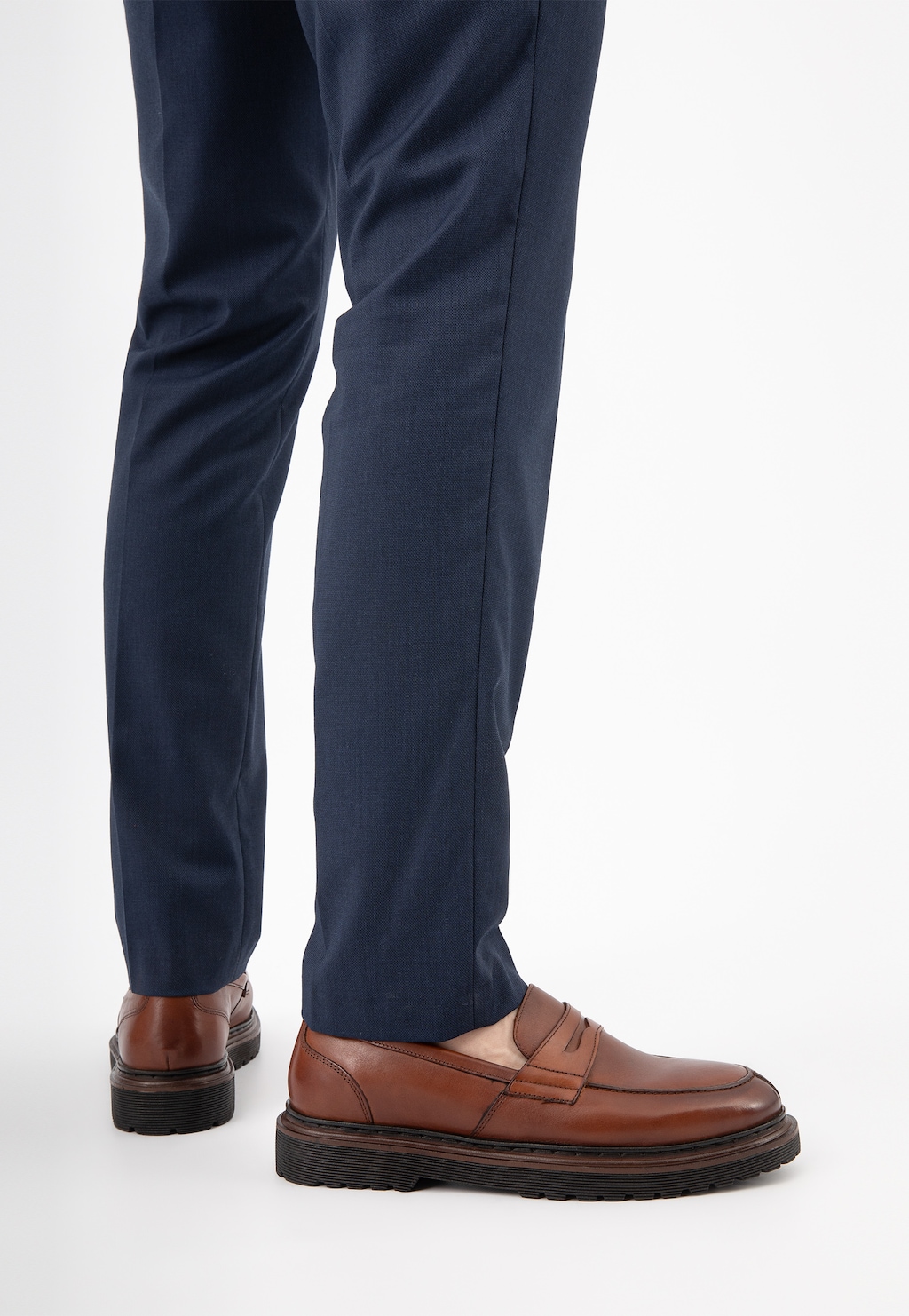 Hnedé pánske poltopánky so širokým podpätkom 10138-53 Widok 7