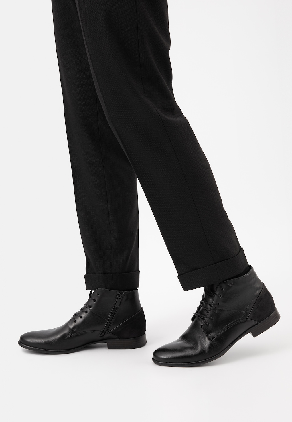 Czarne eleganckie trzewiki męskie ze skóry licowej 24081-71 Widok 8