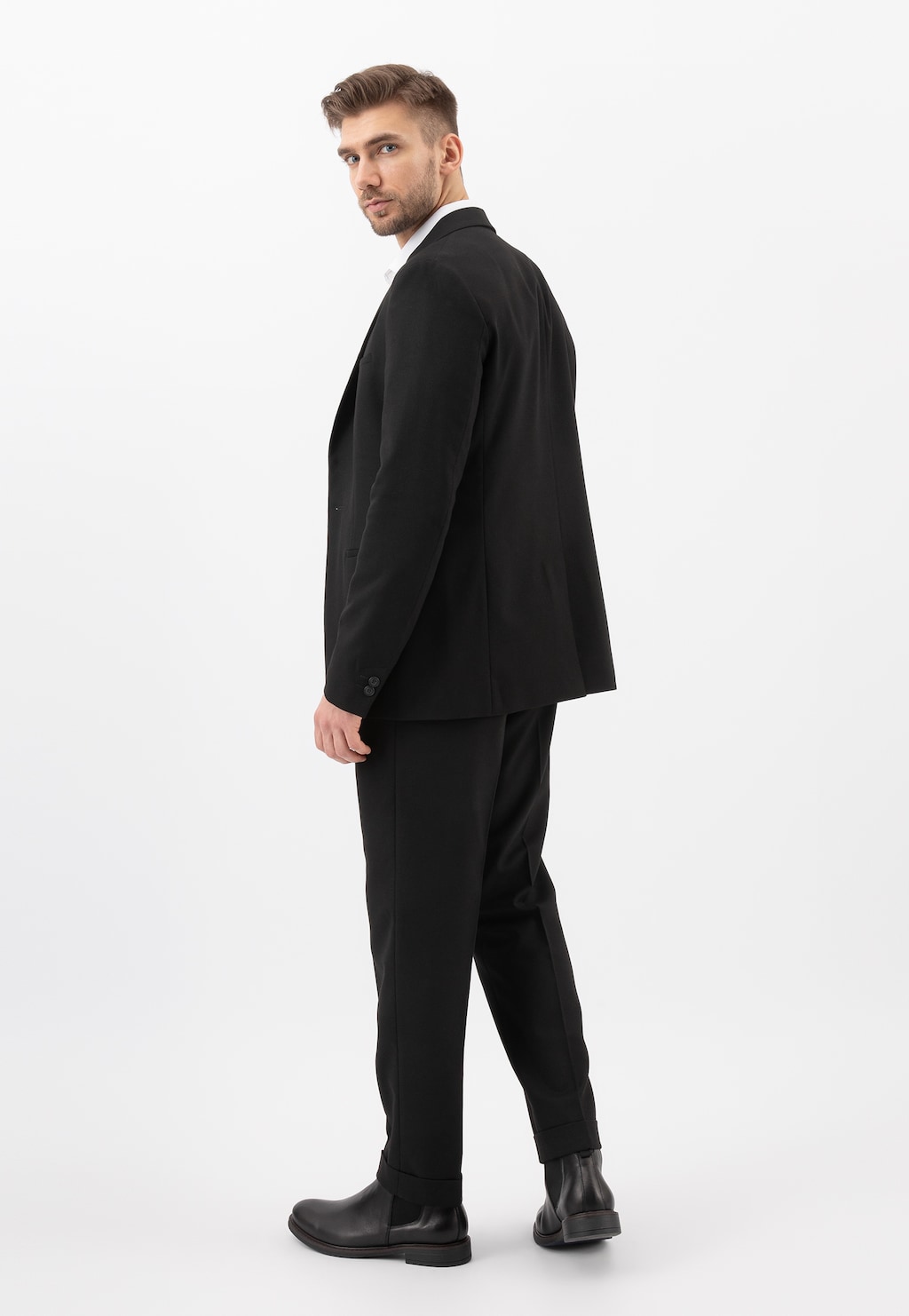 Čierne kožené pánske šnurovacie čižmy z hladkej kože 20015-51 Widok 7