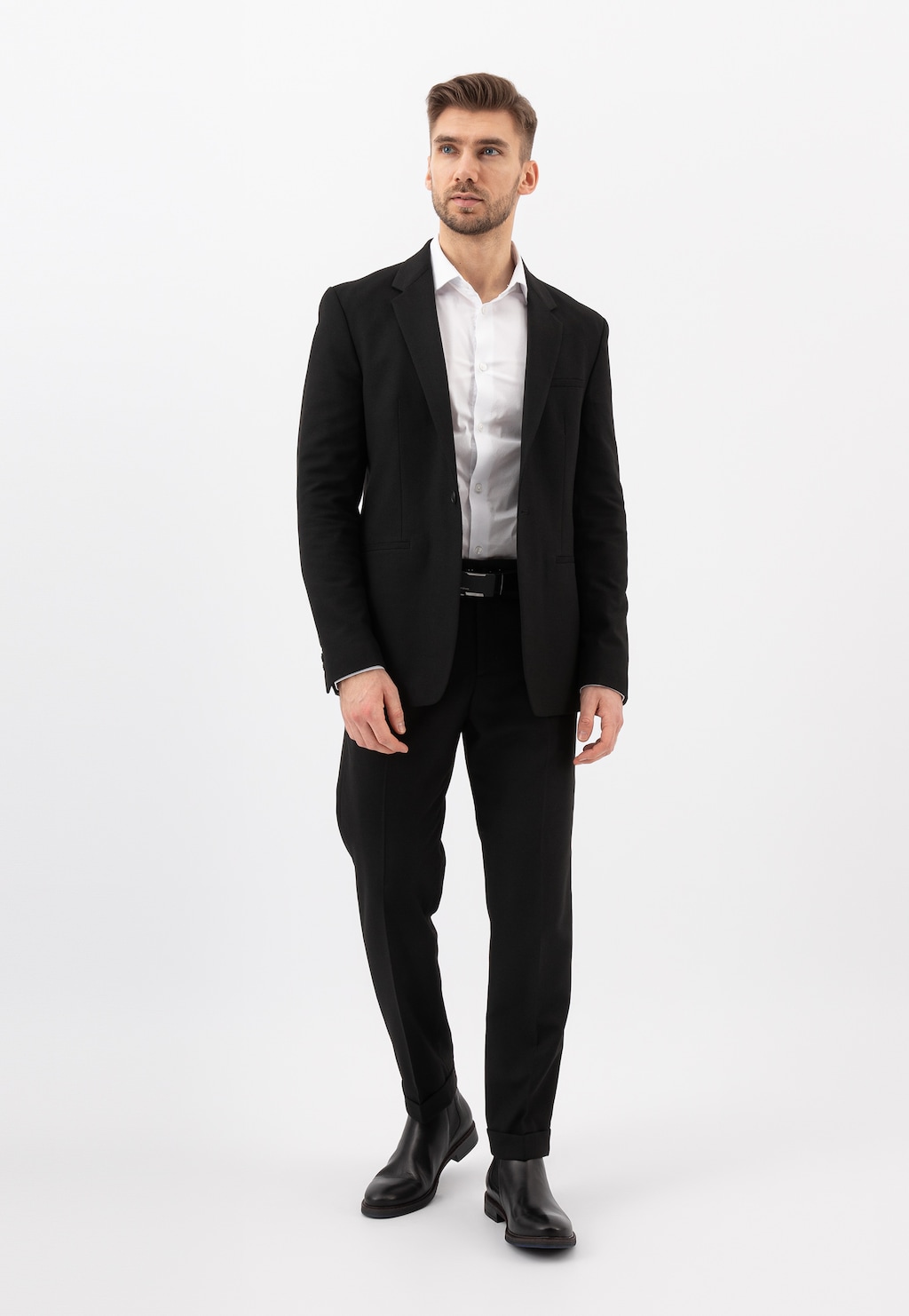 Čierne kožené pánske šnurovacie čižmy z hladkej kože 20015-51 Widok 1