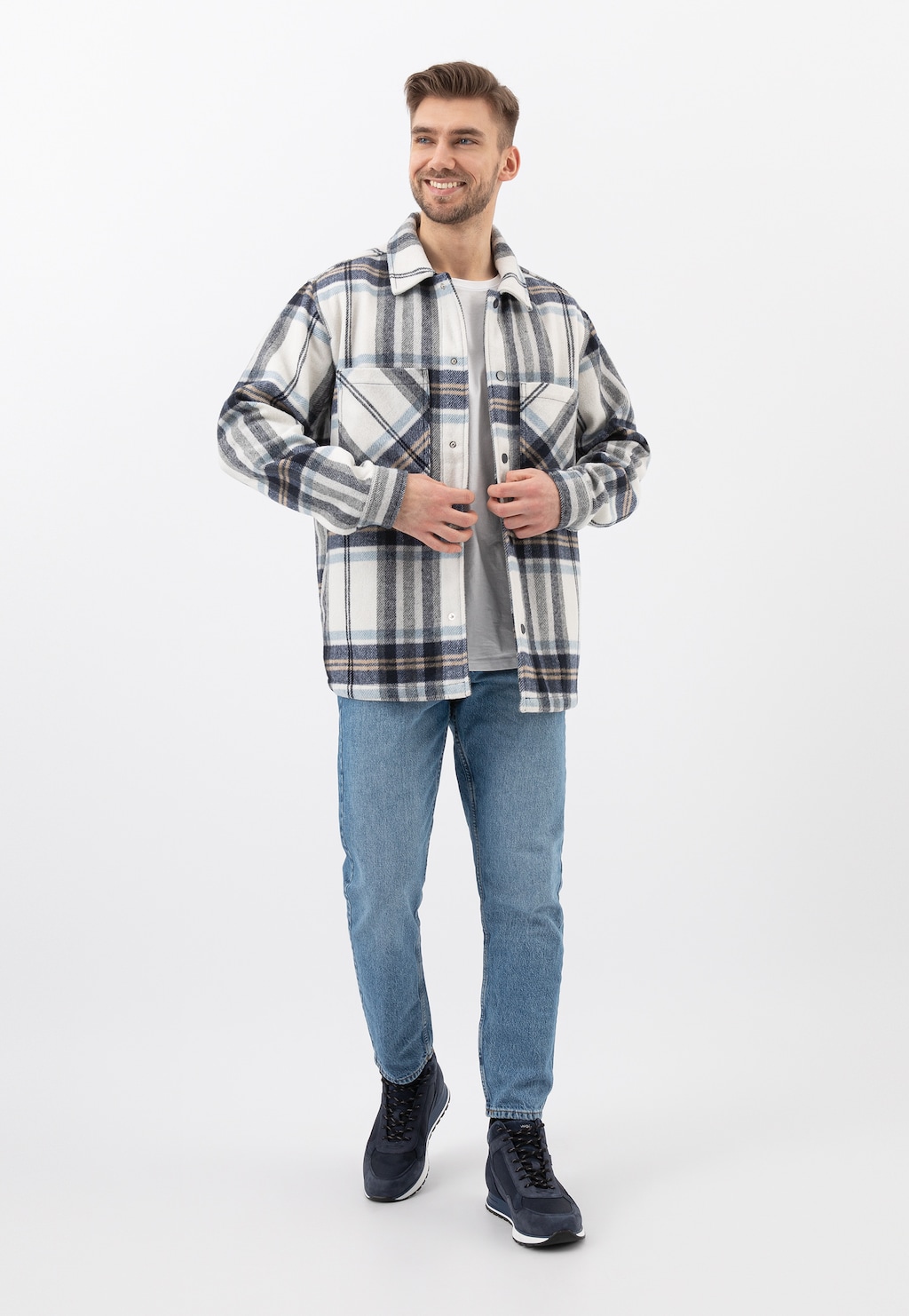 Mavomodré pánske kožené čižmy pre športového nadšenca 24043-76 Widok 1