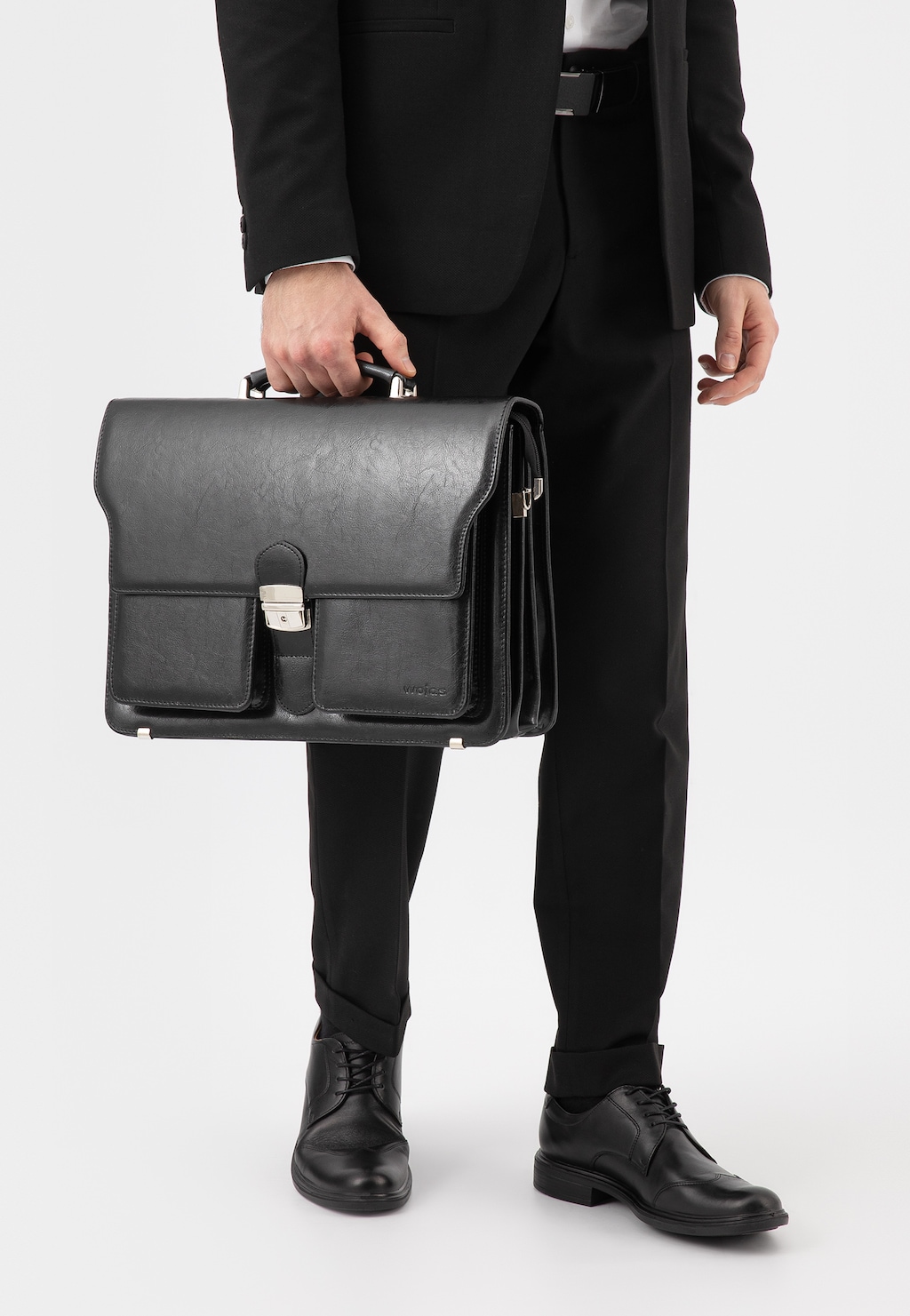 Kožená aktovka čiernej farby pre pánov, ktorí majú štýl 90011-51 Widok 7