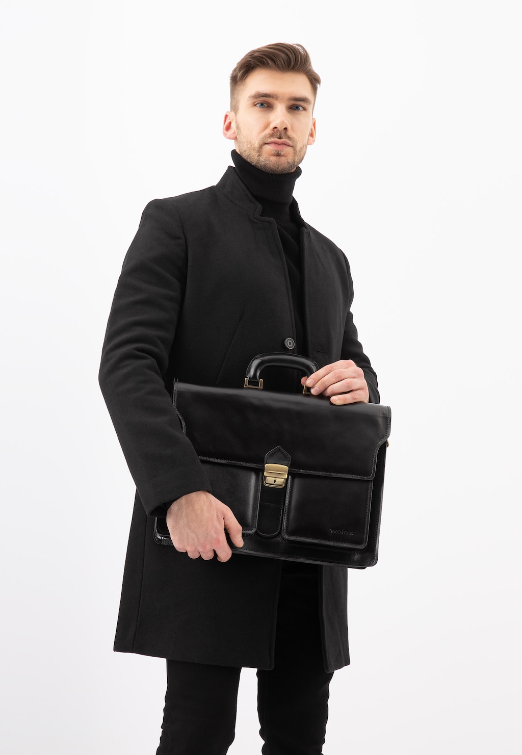 Kožená aktovka čiernej farby pre pánov, ktorí majú štýl 90011-51 Widok 1