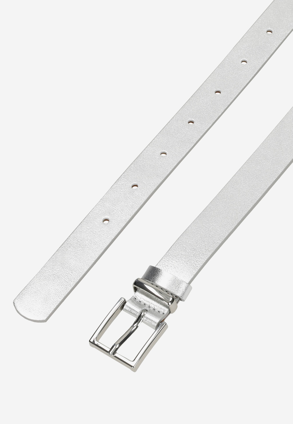 Srebrny skórzany pasek damski  9961-50 Widok 4