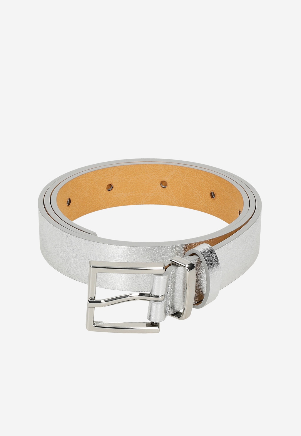 Srebrny skórzany pasek damski  9961-50 Widok 5