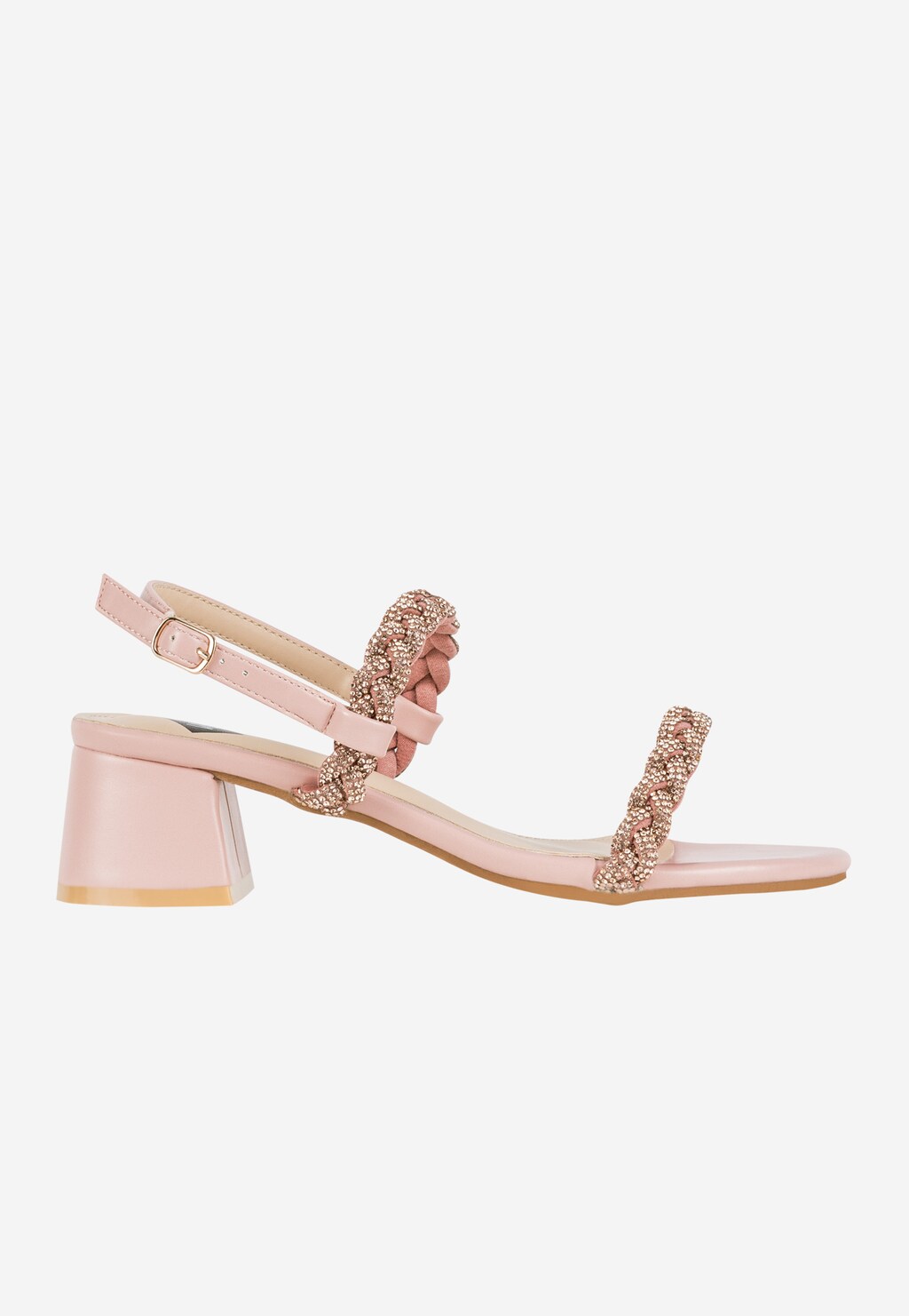 WJS różowe sandały damskie z ozdobnymi plecionymi paskami WJS74073-54 Widok 2