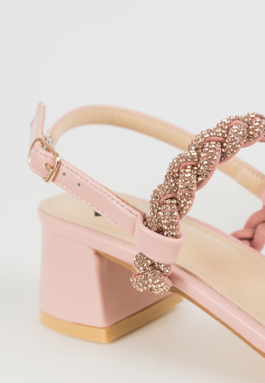 WJS różowe sandały damskie z ozdobnymi plecionymi paskami WJS74073-54 Widok 5