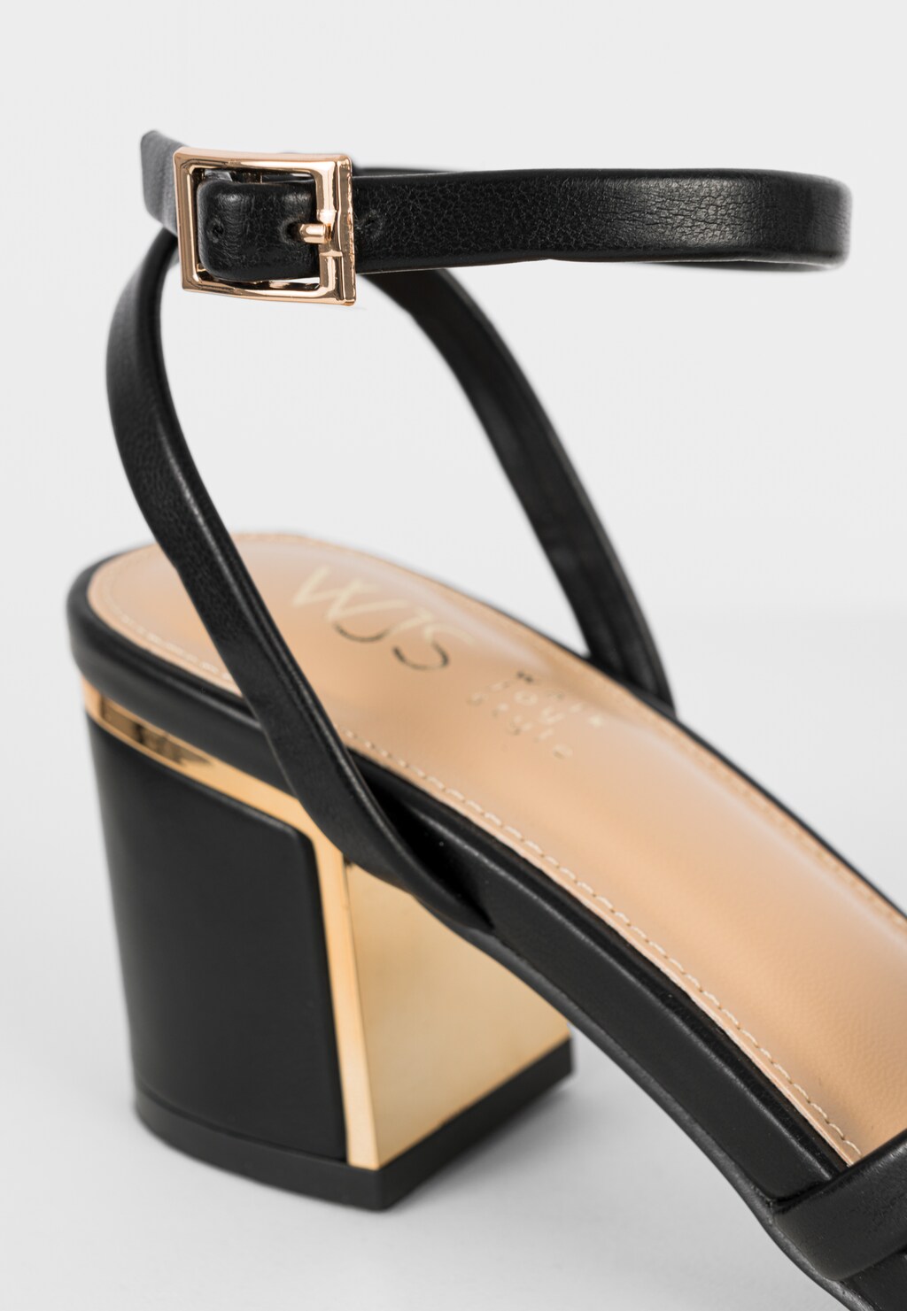 WJS czarne sandały damskie na szerokim obcasie WJS74066-51 Widok 4