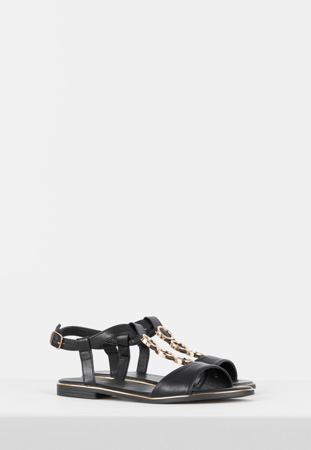 WJS czarne sandały damskie na płaskiej podeszwie WJS74067-51 Widok 3