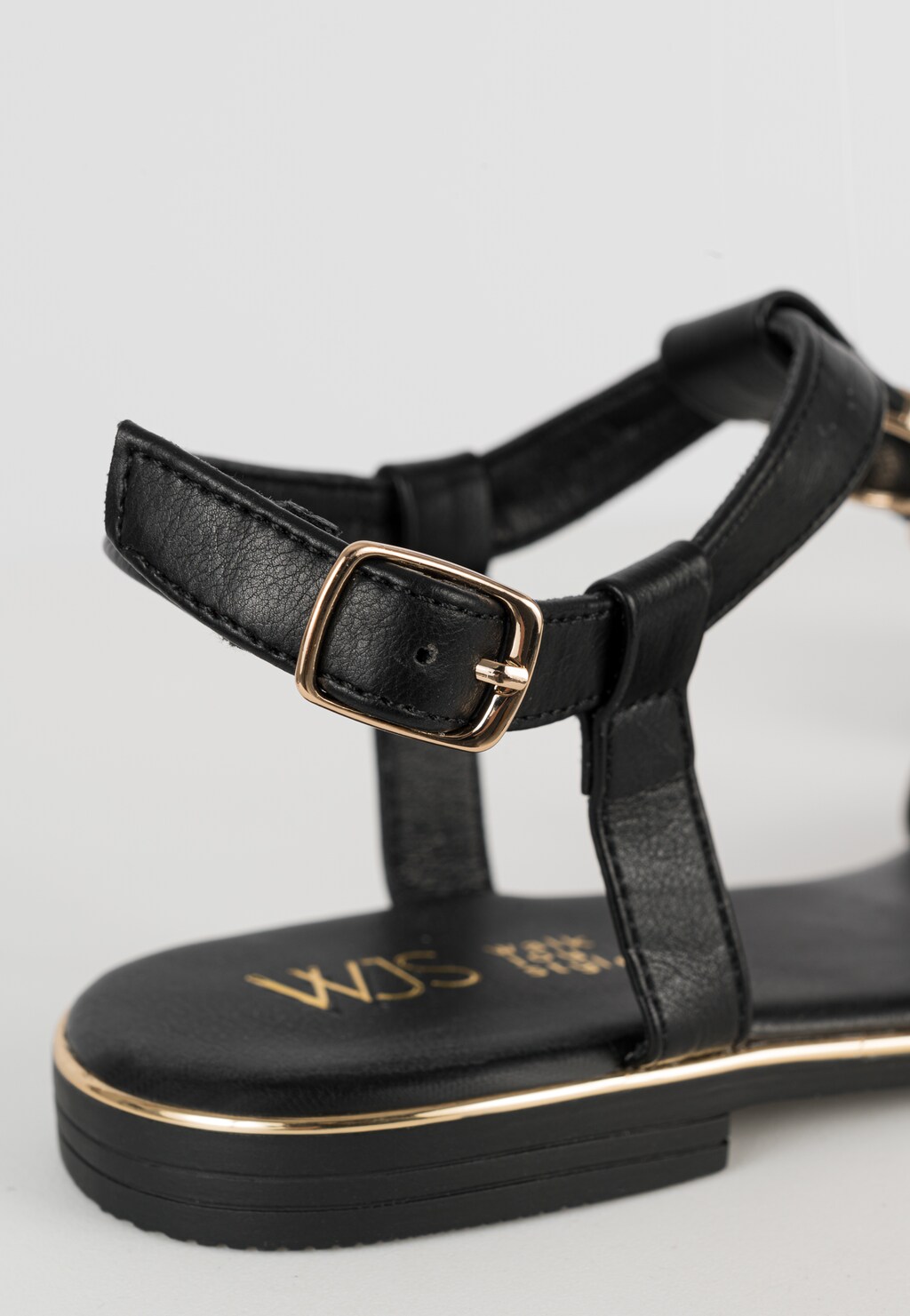 WJS czarne sandały damskie na płaskiej podeszwie WJS74067-51 Widok 5