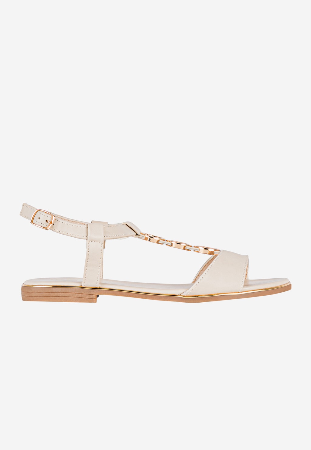 WJS płaskie beżowe sandały damskie z metalową ozdobą WJS74067-54 Widok 2