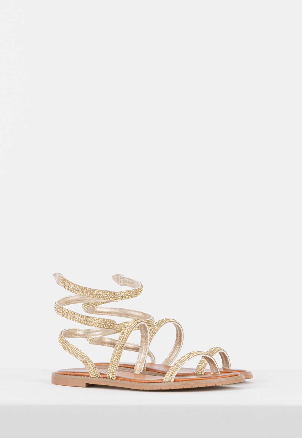 WJS płaskie sandały ze sprężyną z kryształkami wokół łydki WJS74077-58 Widok 3