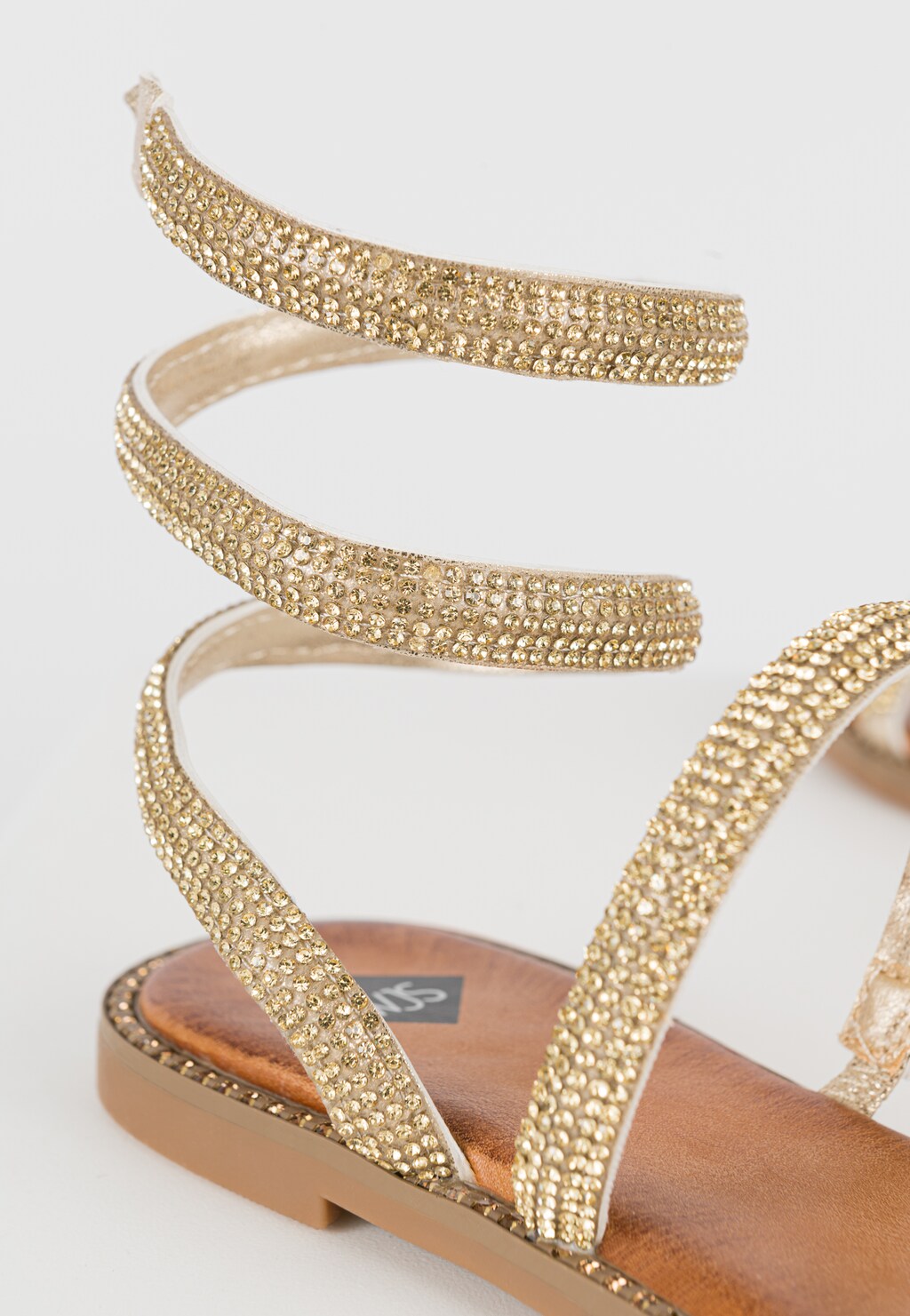 WJS płaskie sandały ze sprężyną z kryształkami wokół łydki WJS74077-58 Widok 5