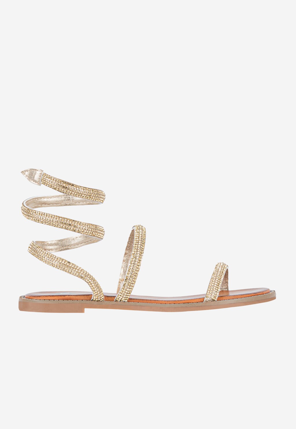 WJS płaskie sandały ze sprężyną z kryształkami wokół łydki WJS74077-58 Widok 2