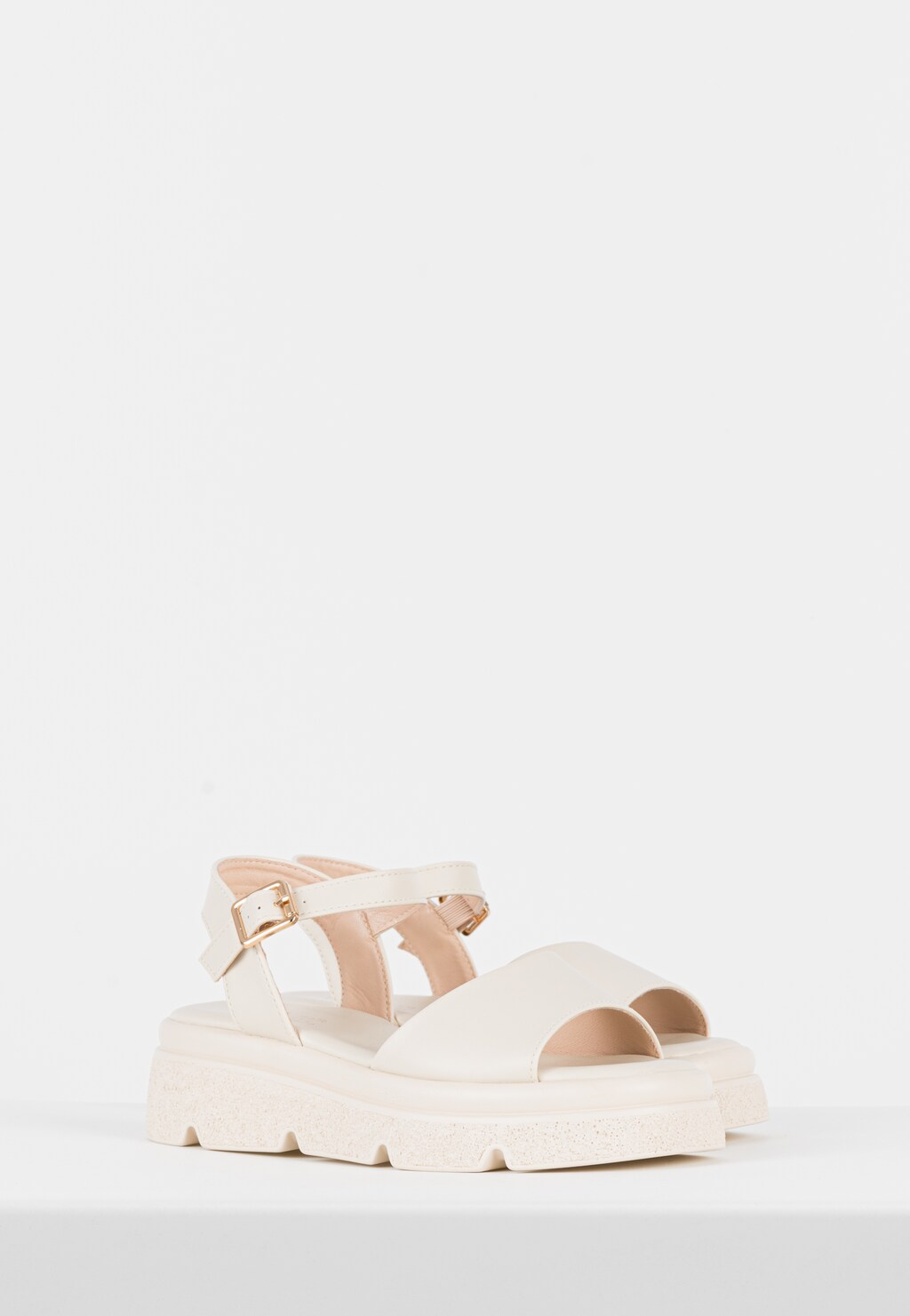 WJS beżowe sandały damskie na płaskiej wysokiej podeszwie WJS74080-54 Widok 3