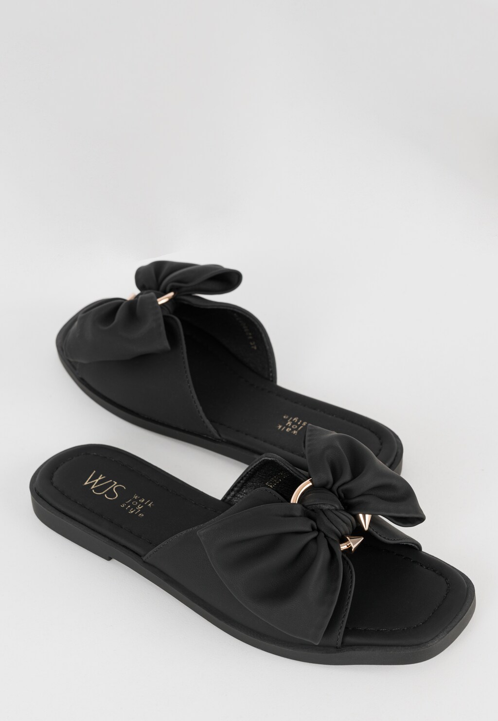 WJS czarne klapki damskie z kokardką WJS91066-51 Widok 5