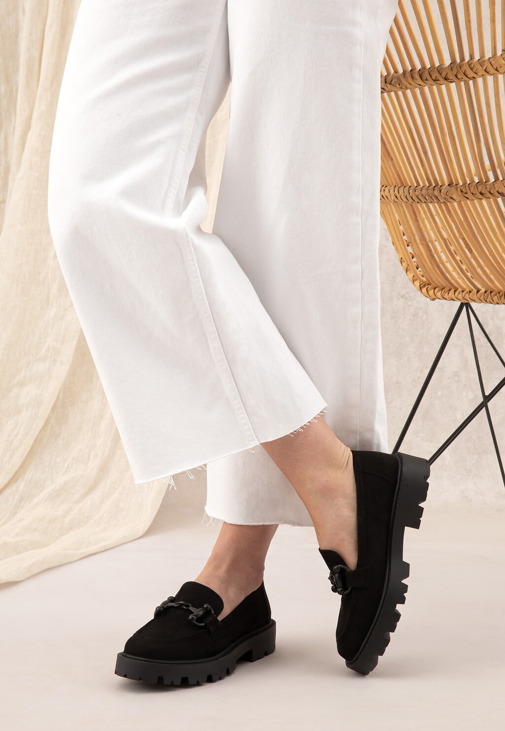 WJS czarne mokasyny damskie w stylu casual WJS70014-61 Widok 1