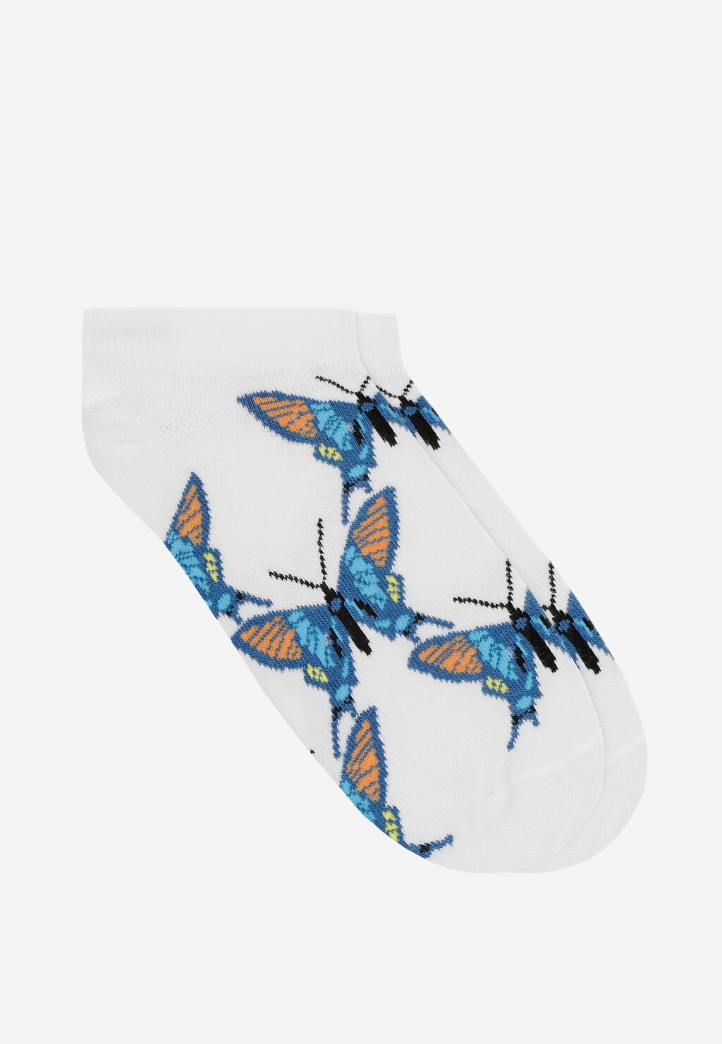 Białe stopki z motywem niebieskich motyli 97046-89 Widok 1